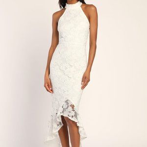 Lulu's White Lace Sleeveless High-Low Dress